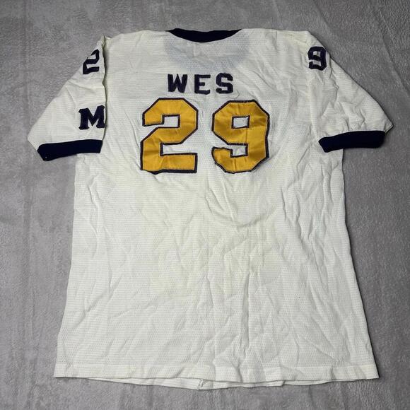 True Vintage Alpha Epsilon Pi 70s Russell Athletic Mesh Football Jersey Sz Large - Picture 8 of 11